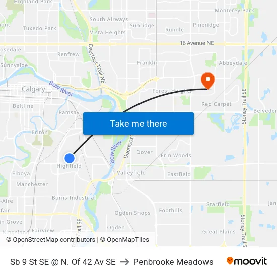 Sb 9 St SE @ N. Of 42 Av SE to Penbrooke Meadows map
