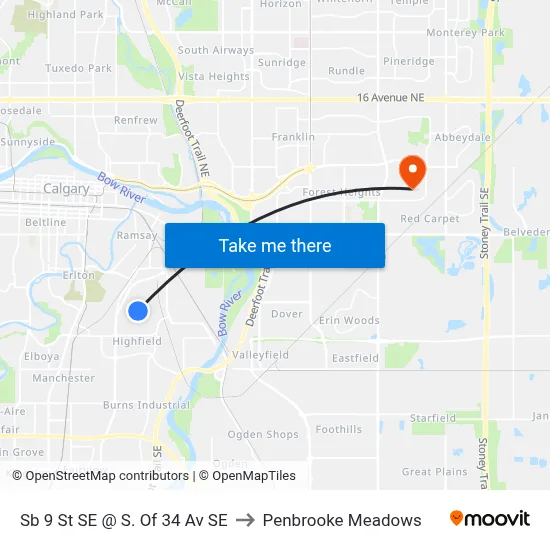 Sb 9 St SE @ S. Of 34 Av SE to Penbrooke Meadows map