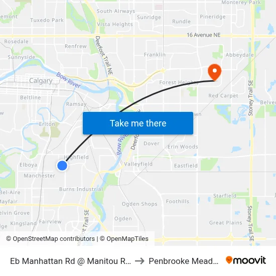 Eb Manhattan Rd @ Manitou Rd SE to Penbrooke Meadows map