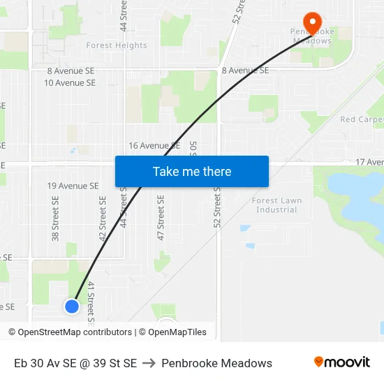 Eb 30 Av SE @ 39 St SE to Penbrooke Meadows map