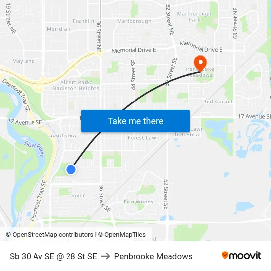 Sb 30 Av SE @ 28 St SE to Penbrooke Meadows map