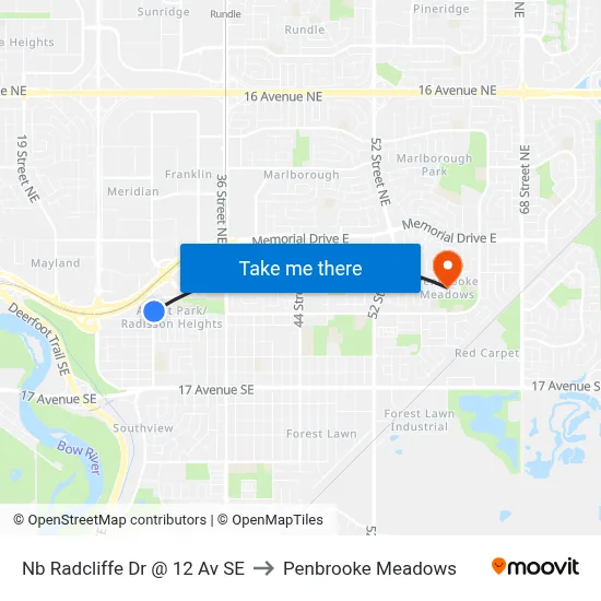 Nb Radcliffe Dr @ 12 Av SE to Penbrooke Meadows map