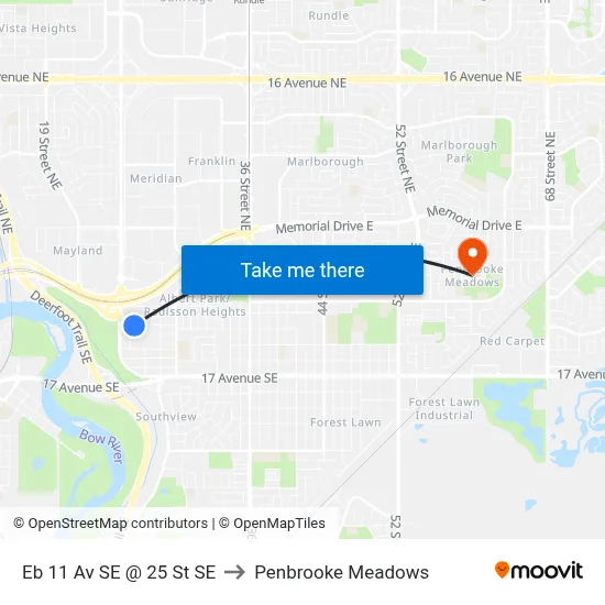 Eb 11 Av SE @ 25 St SE to Penbrooke Meadows map