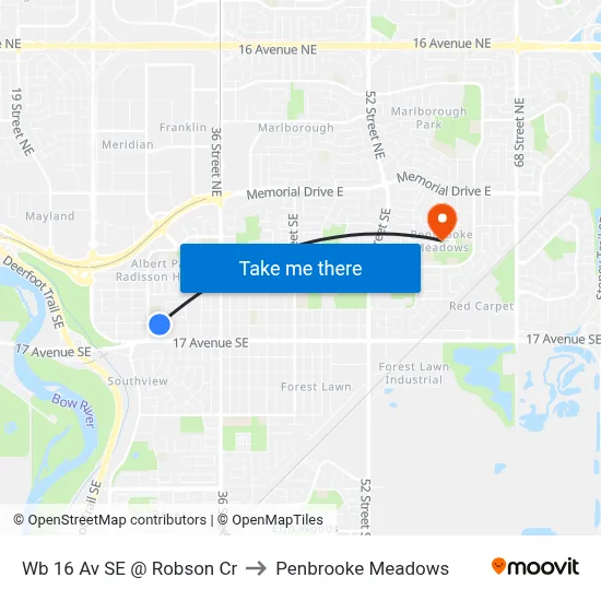 Wb 16 Av SE @ Robson Cr to Penbrooke Meadows map