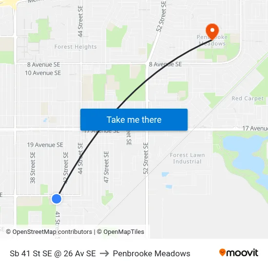 Sb 41 St SE @ 26 Av SE to Penbrooke Meadows map