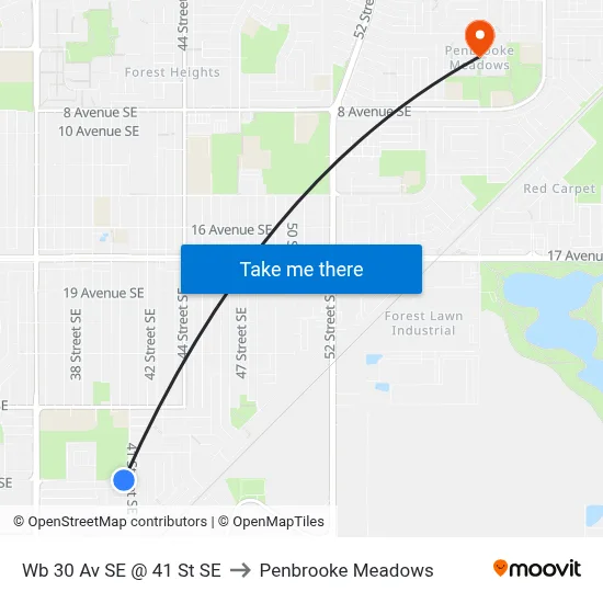 Wb 30 Av SE @ 41 St SE to Penbrooke Meadows map