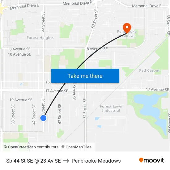 Sb 44 St SE @ 23 Av SE to Penbrooke Meadows map
