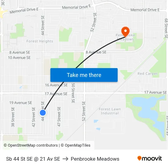 Sb 44 St SE @ 21 Av SE to Penbrooke Meadows map