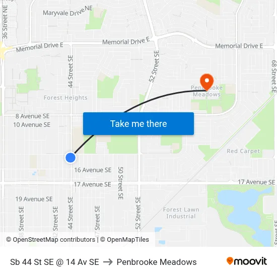 Sb 44 St SE @ 14 Av SE to Penbrooke Meadows map