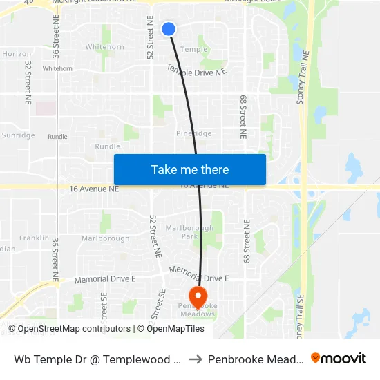 Wb Temple Dr @ Templewood Rd NE to Penbrooke Meadows map