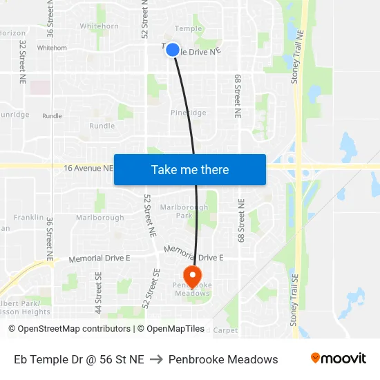 Eb Temple Dr @ 56 St NE to Penbrooke Meadows map