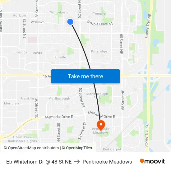 Eb Whitehorn Dr @ 48 St NE to Penbrooke Meadows map