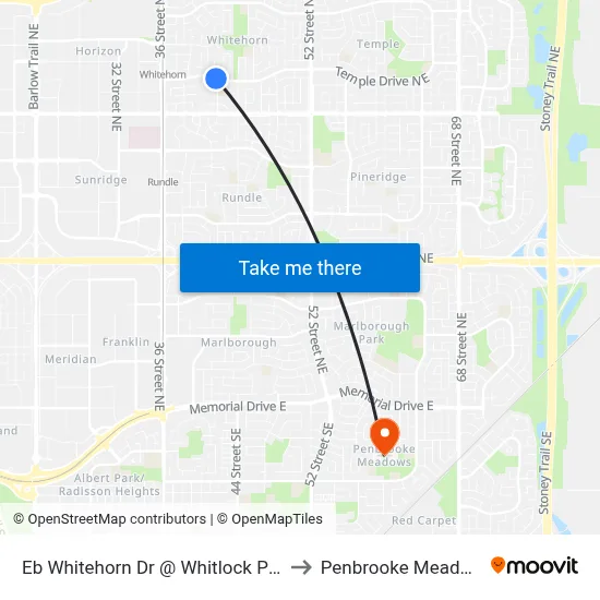 Eb Whitehorn Dr @ Whitlock Pl NE to Penbrooke Meadows map