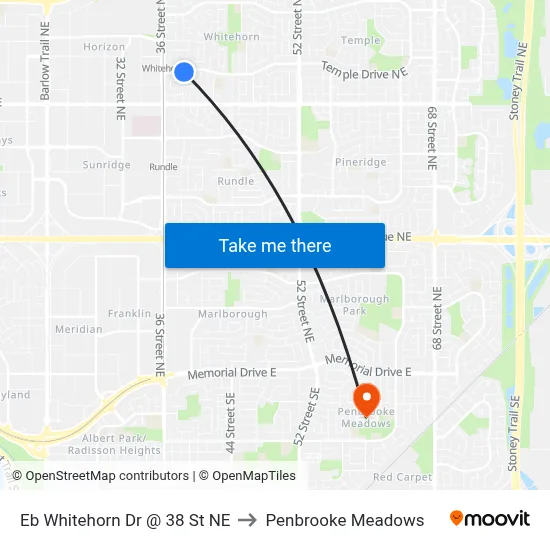 Eb Whitehorn Dr @ 38 St NE to Penbrooke Meadows map