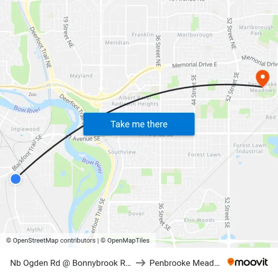Nb Ogden Rd @ Bonnybrook Rd SE to Penbrooke Meadows map