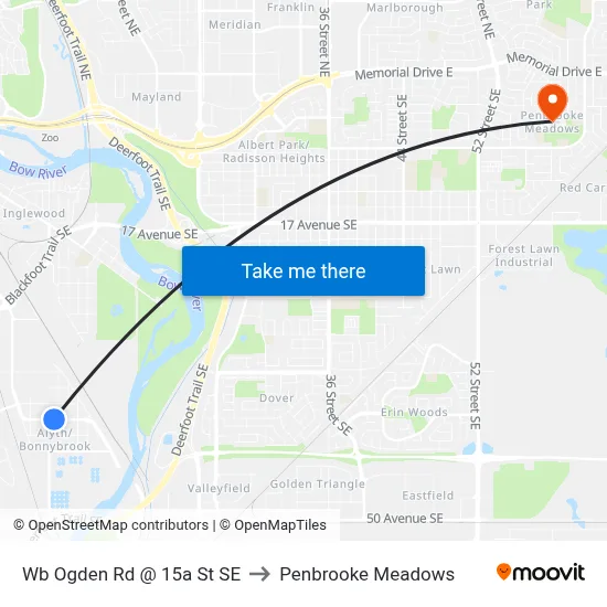 Wb Ogden Rd @ 15a St SE to Penbrooke Meadows map