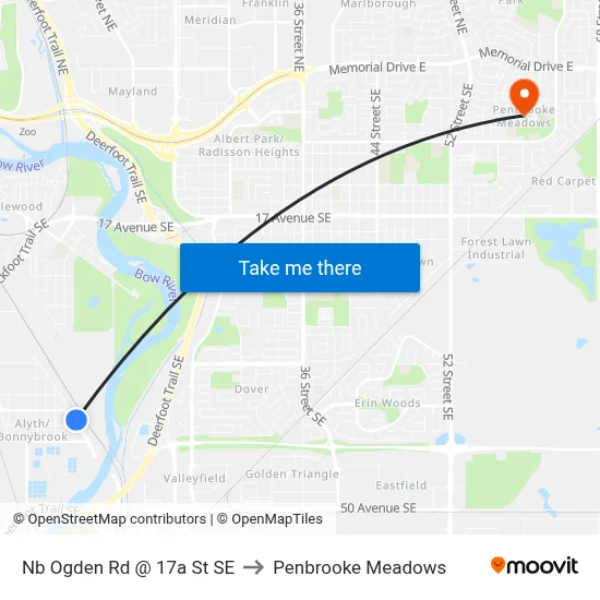 Nb Ogden Rd @ 17a St SE to Penbrooke Meadows map