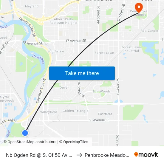Nb Ogden Rd @ S. Of 50 Av SE to Penbrooke Meadows map