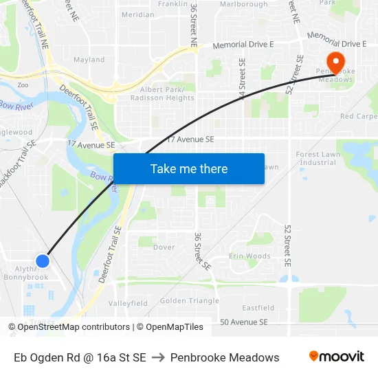 Eb Ogden Rd @ 16a St SE to Penbrooke Meadows map