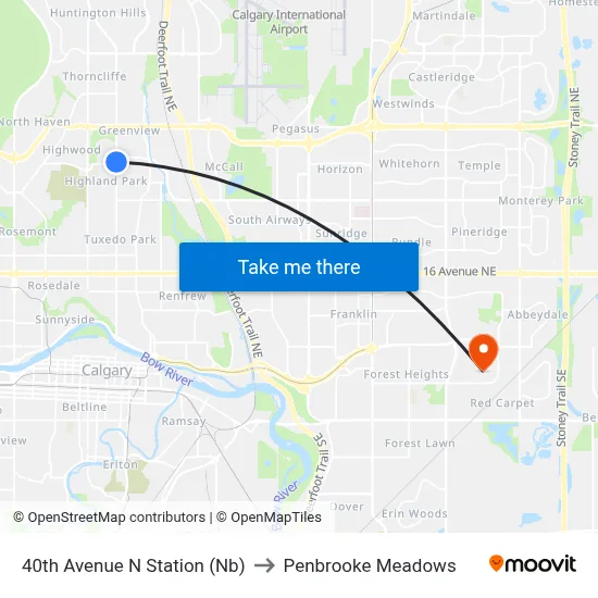 40th Avenue N Station (Nb) to Penbrooke Meadows map