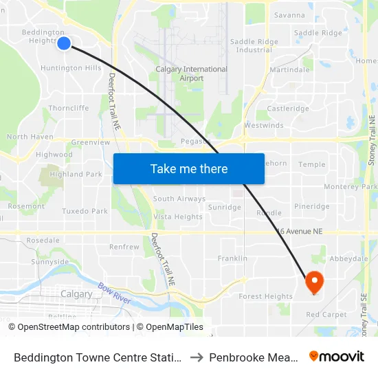 Beddington Towne Centre Station (Sb) to Penbrooke Meadows map