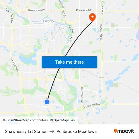 Shawnessy Lrt Station to Penbrooke Meadows map
