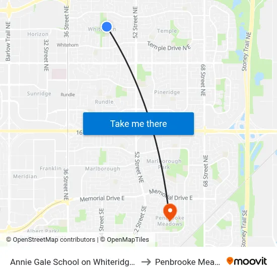 Annie Gale School on Whiteridge Wy NE to Penbrooke Meadows map
