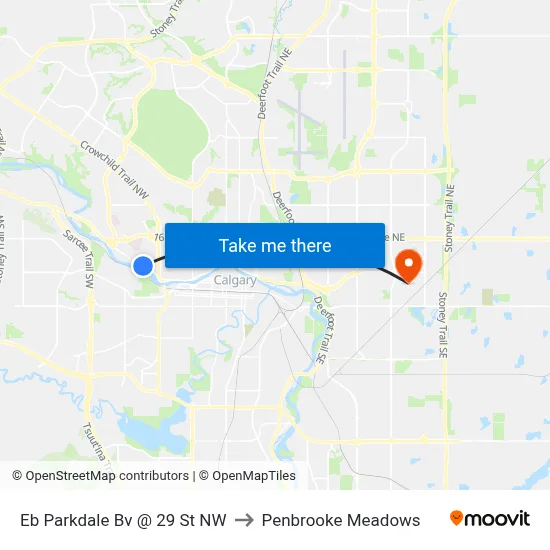 Eb Parkdale Bv @ 29 St NW to Penbrooke Meadows map