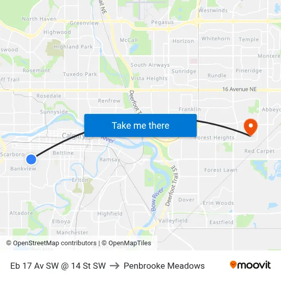 Eb 17 Av SW @ 14 St SW to Penbrooke Meadows map