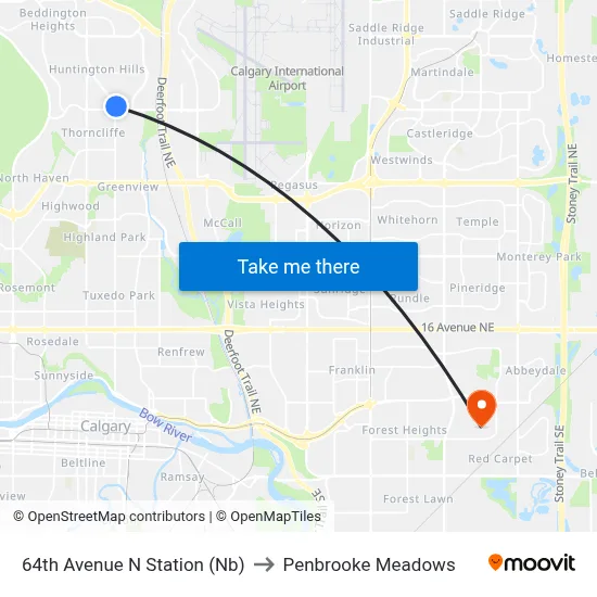 64th Avenue N Station (Nb) to Penbrooke Meadows map