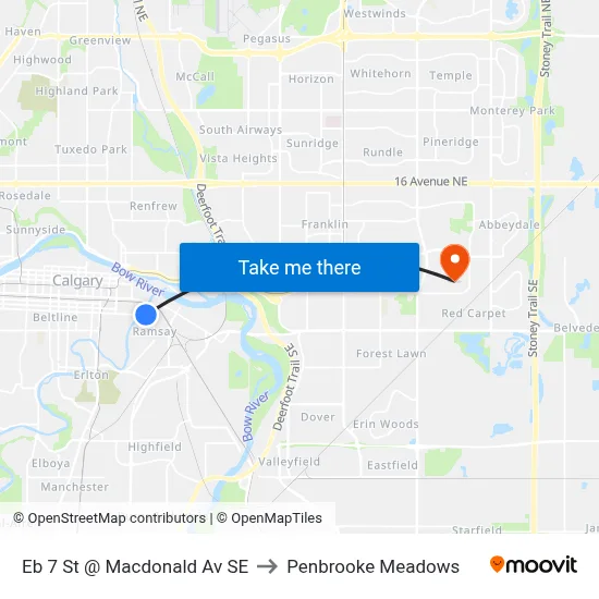 Eb 7 St @ Macdonald Av SE to Penbrooke Meadows map
