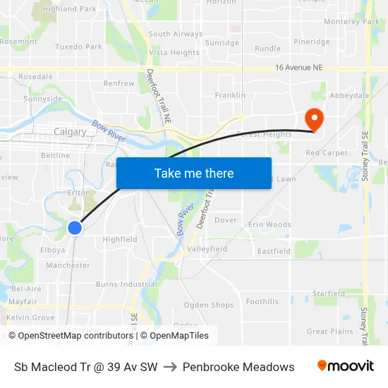 Sb Macleod Tr @ 39 Av SW to Penbrooke Meadows map