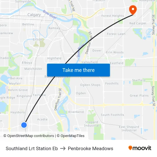 Southland Lrt Station Eb to Penbrooke Meadows map