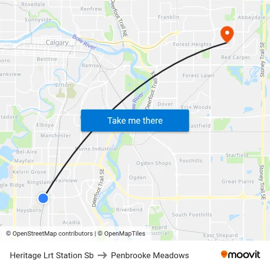 Heritage Lrt Station Sb to Penbrooke Meadows map