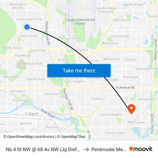 Nb 4 St NW @ 68 Av NW (Jg Diefenbaker Hs) to Penbrooke Meadows map