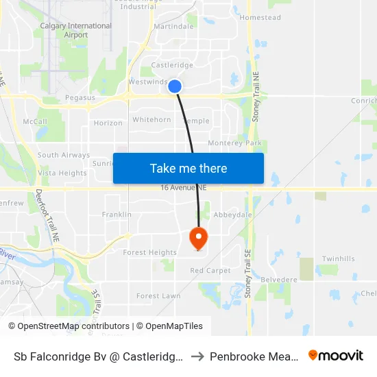 Sb Falconridge Bv @ Castleridge Bv NE to Penbrooke Meadows map