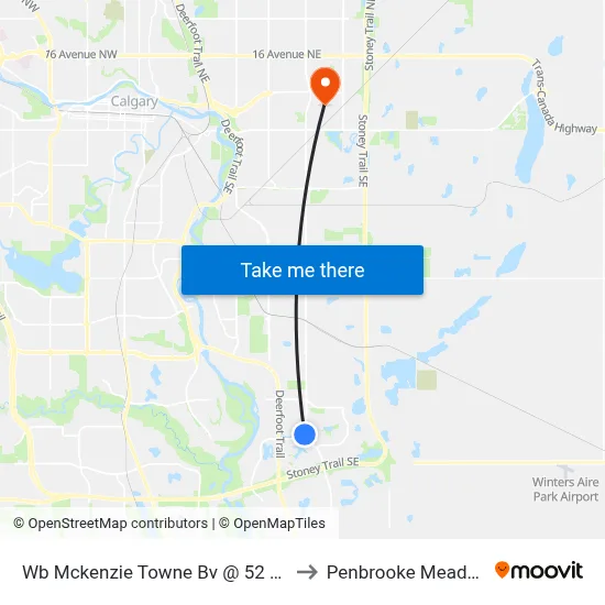 Wb Mckenzie Towne Bv @ 52 St SE to Penbrooke Meadows map