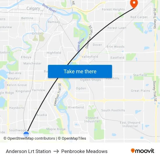 Anderson Lrt Station to Penbrooke Meadows map