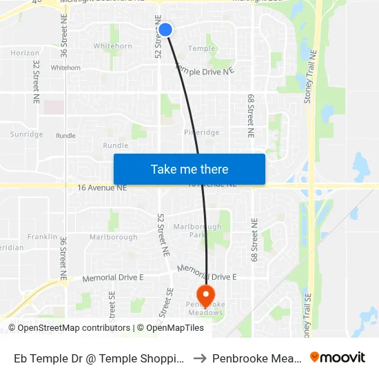 Eb Temple Dr @ Temple Shopping Plaza to Penbrooke Meadows map