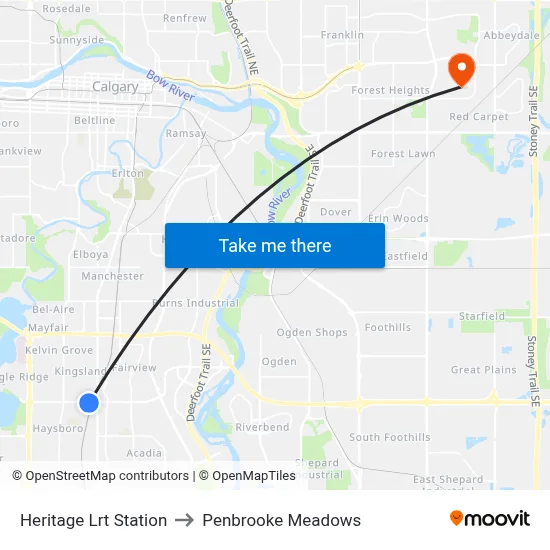 Heritage Lrt Station to Penbrooke Meadows map