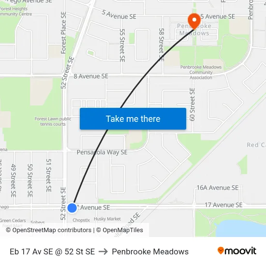 Eb 17 Av SE @ 52 St SE to Penbrooke Meadows map