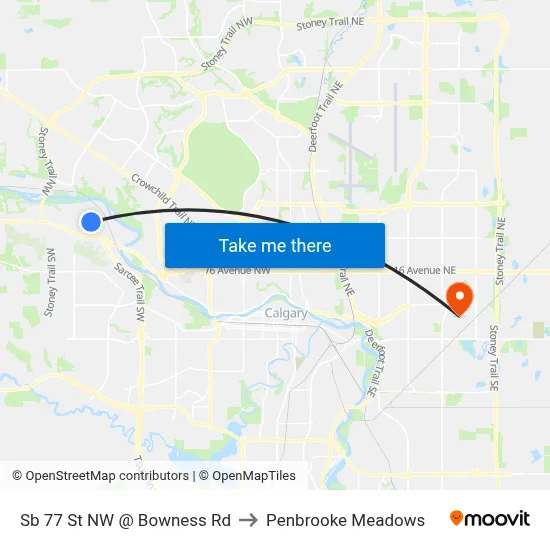 Sb 77 St NW @ Bowness Rd to Penbrooke Meadows map