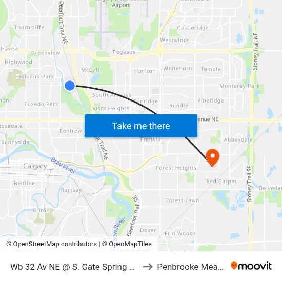 Wb 32 Av NE @ S. Gate Spring Gardens to Penbrooke Meadows map