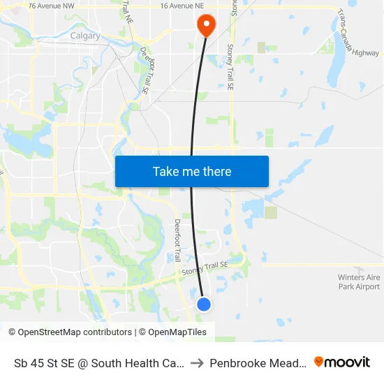 Sb 45 St SE @ South Health Campus to Penbrooke Meadows map
