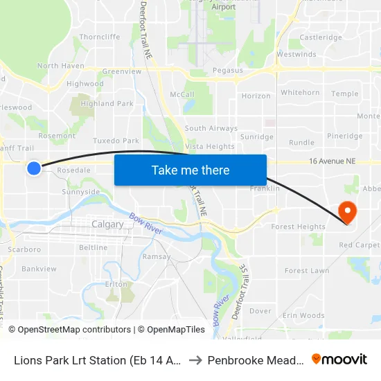 Lions Park Lrt Station (Eb 14 Av Nw) to Penbrooke Meadows map