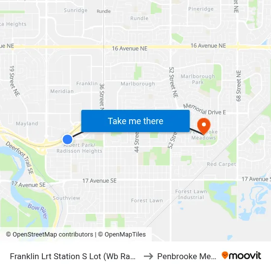 Franklin Lrt Station S Lot (Wb Radcliffe Dr Se) to Penbrooke Meadows map