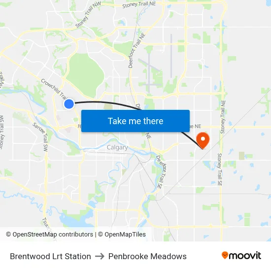 Brentwood Lrt Station to Penbrooke Meadows map