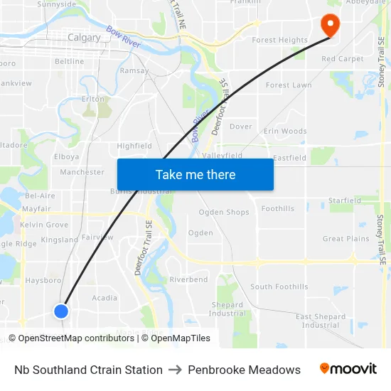 Nb Southland Ctrain Station to Penbrooke Meadows map
