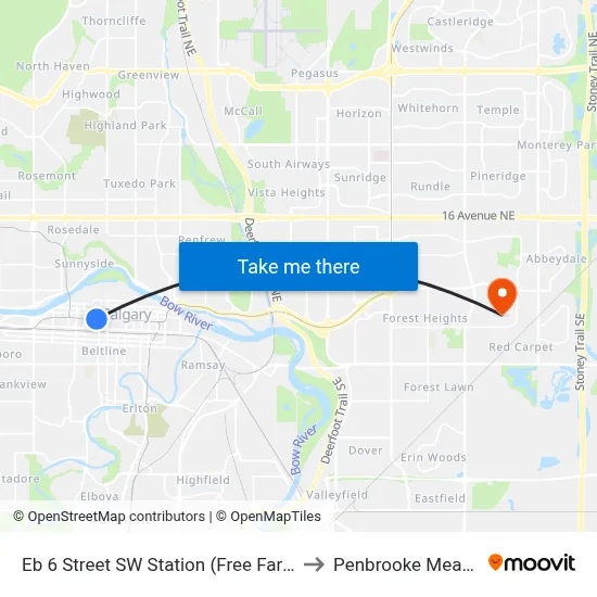 Eb 6 Street SW Station (Free Fare Zone) to Penbrooke Meadows map