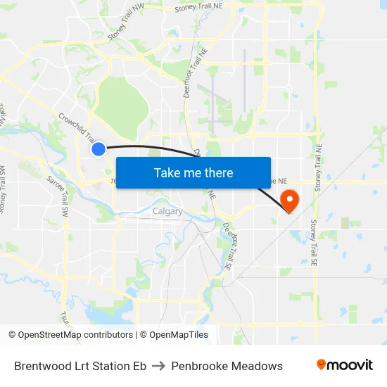 Brentwood Lrt Station Eb to Penbrooke Meadows map